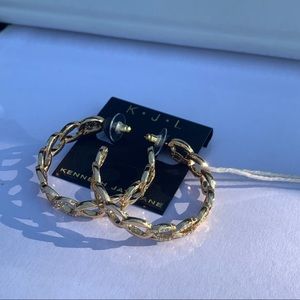 Kenneth Jay Lane Gold Linked Hoop earrings